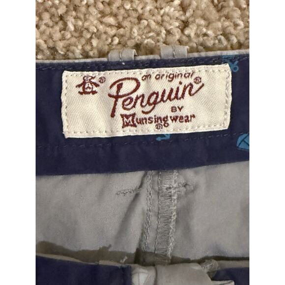 Original Penguin Men’s Anchor Print Shorts Gray 34 Chino Casual Nautical Summer - Picture 5 of 6